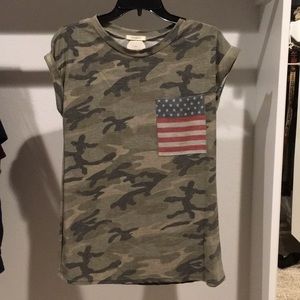 NWT Camo/flag shirt